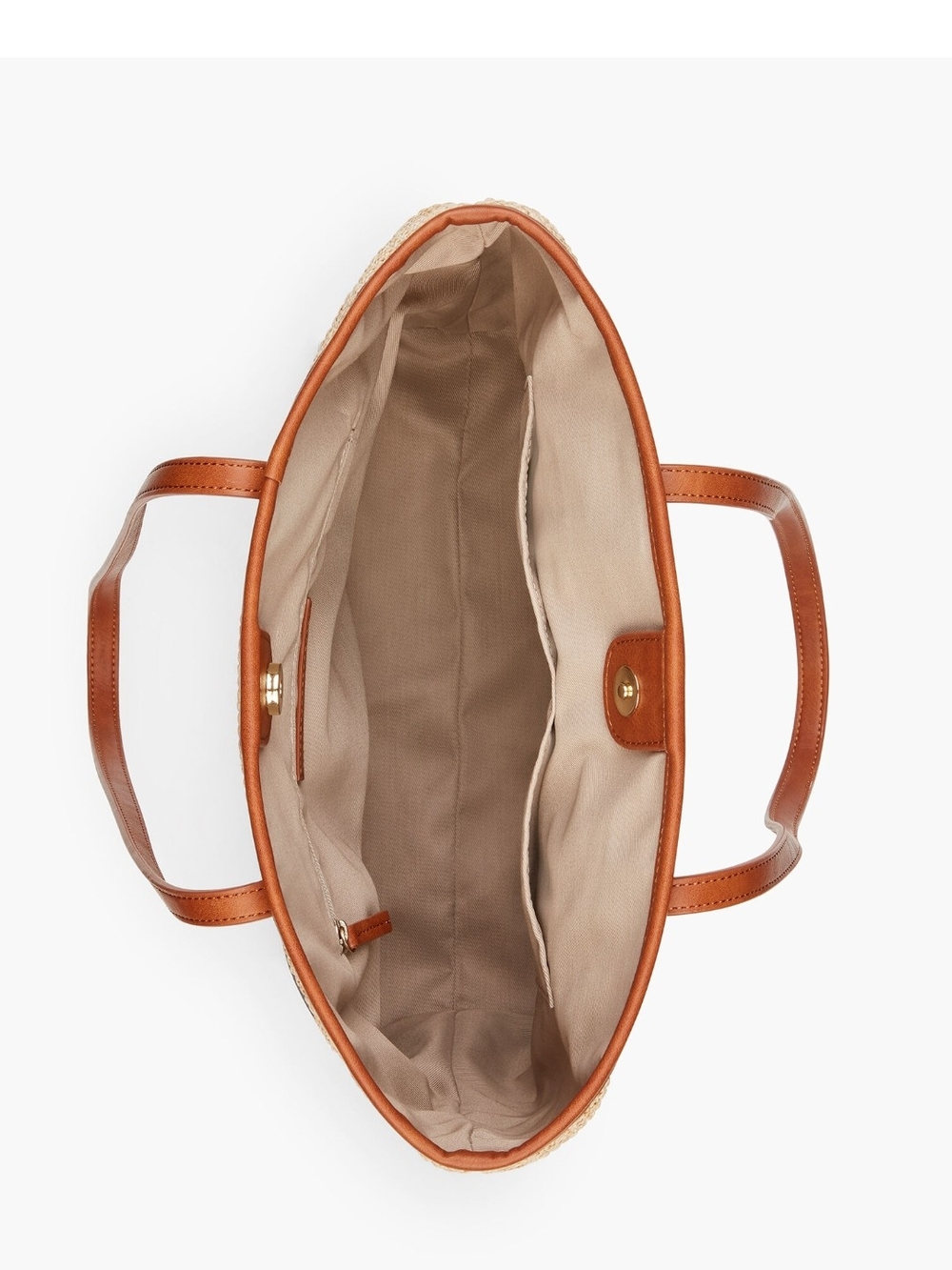 Talbots Natural Woven Tote with Brown Trim - Picture 13 of 13